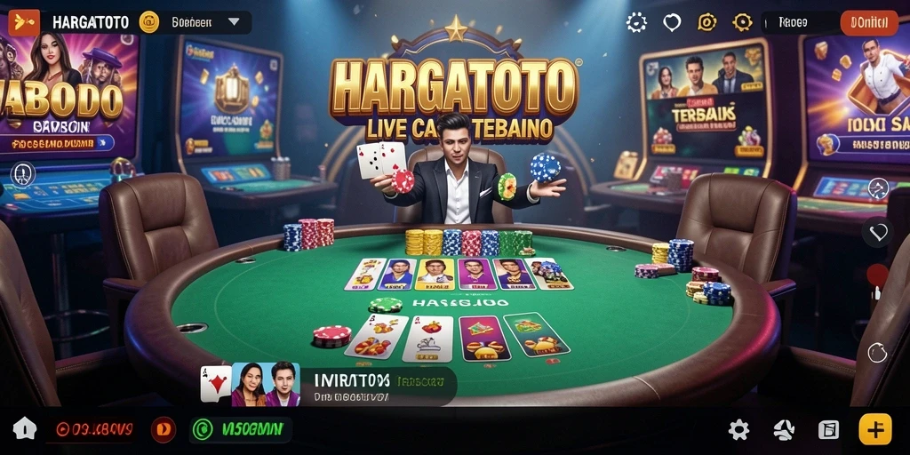 Screenshot gameplay HARGATOTO menampilkan suasana kasino langsung yang mendebarkan.