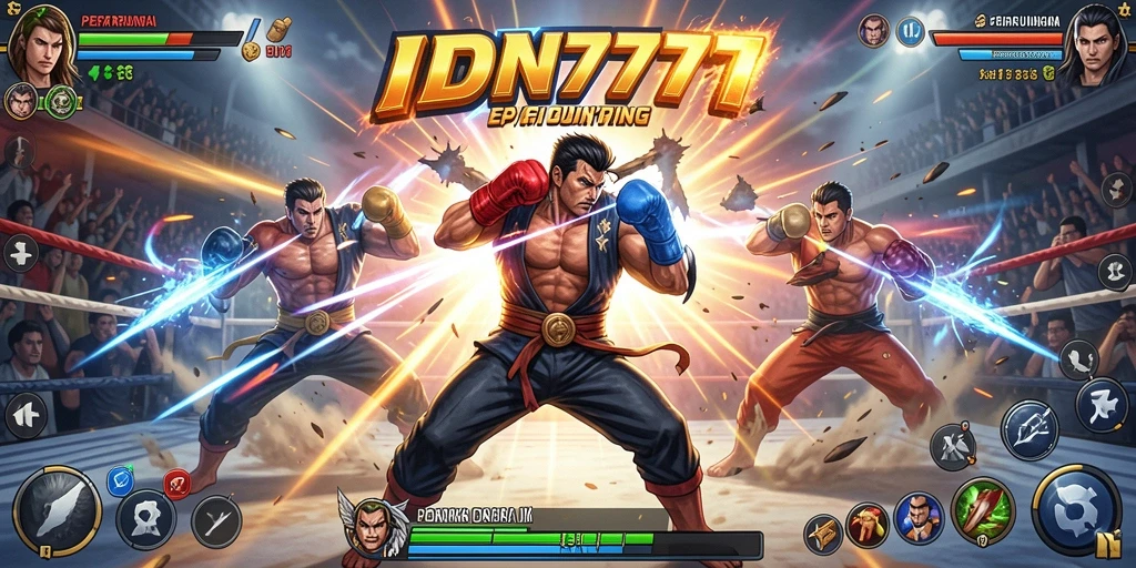 Tampilan gameplay seru dan karakter bertarung di IDN777.