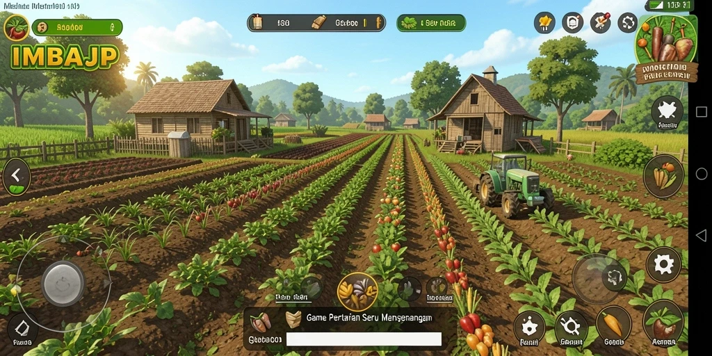 Tampilan gameplay IMBAJP yang menarik dan interaktif dalam pertanian.