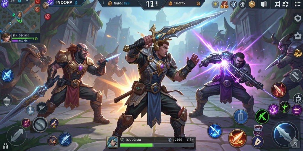 Tampilan seru pertarungan di arena game MOBA INDORP.