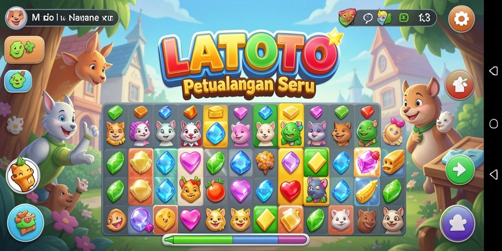 Screenshot LATOTO menampilkan gameplay Match-3 yang menantang dan seru.