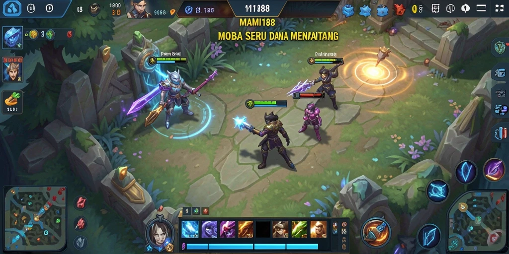 Tampilan gameplay seru MAMI188 dengan aksi MOBA yang menarik.