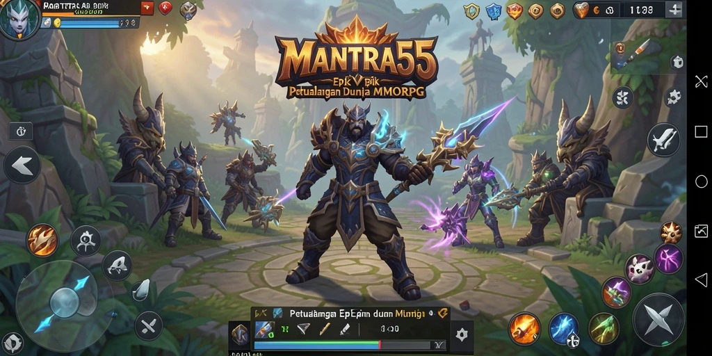 Screenshot utama MANTRA55 menampilkan aksi seru dalam game MMORPG.