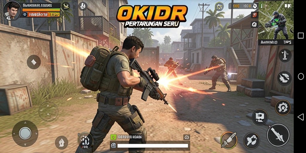 Tampilan dinamis dari gameplay TPS yang seru di OKIDR.