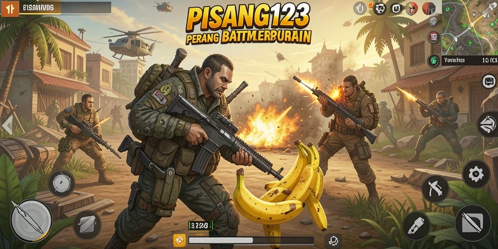 Tangkapan layar menunjukkan pertempuran intens di PISANG123.