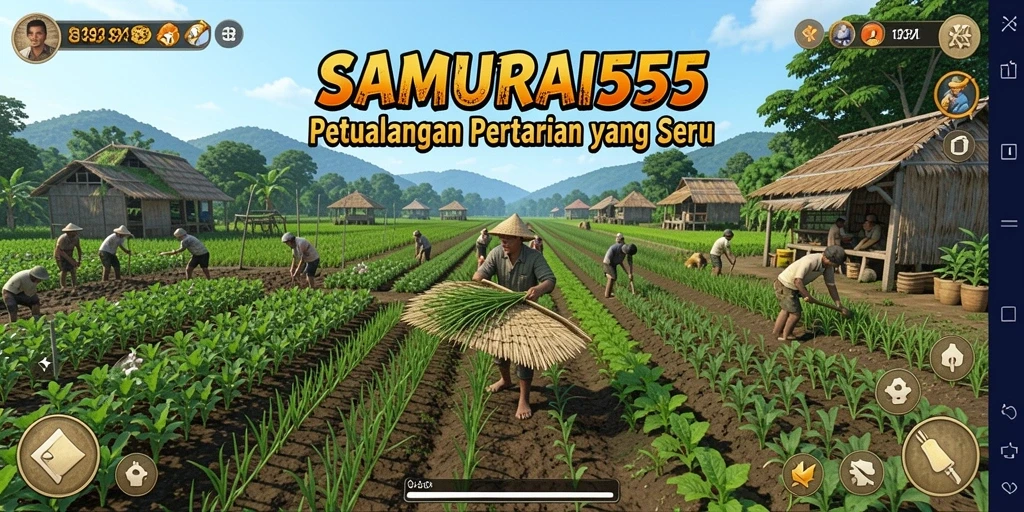Tampilan gameplay yang menarik di SAMURAI555 dengan suasana pertanian.