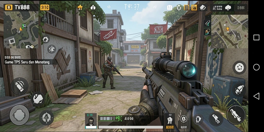 Tangkapan layar gameplay TV888 yang menampilkan pertempuran TPS yang mendebarkan.